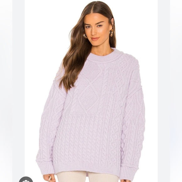 Free People Leslie Lavender Cable Knit Sweater - Picture 1 of 6